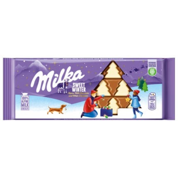 Milka Sweet winter, mléčná a bílá čokoláda