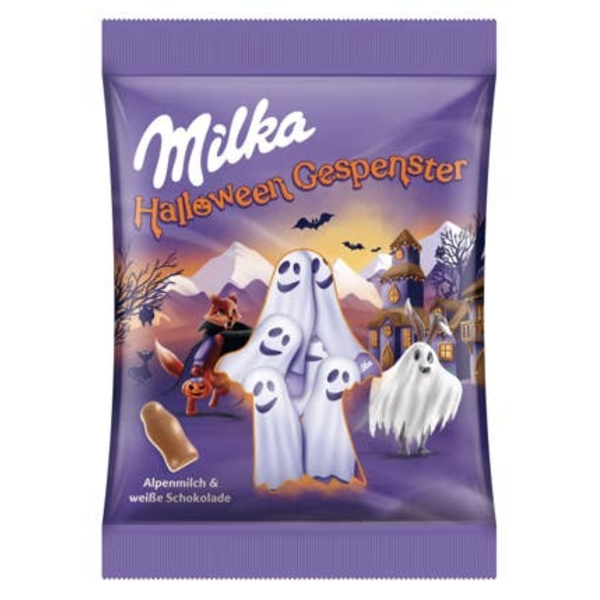 Milka Halloween Duchové z mléčné a bílé čokolády