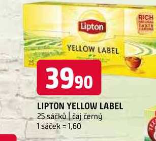 Lipton yellow label černý čaj, vybrané druhy 