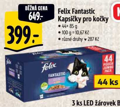 Felix Fantastic Kapsičky pro kočky, 44x 85 g