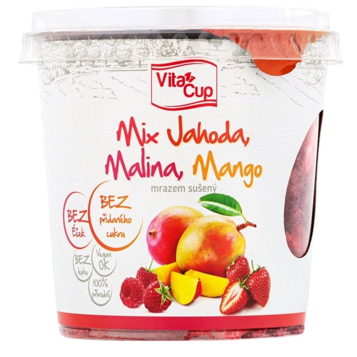 VitaCup Mix jahoda, malina a mango mrazem sušené