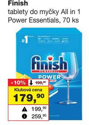 Finish tablety do myčky All in 1 Power Essentials, 70 ks