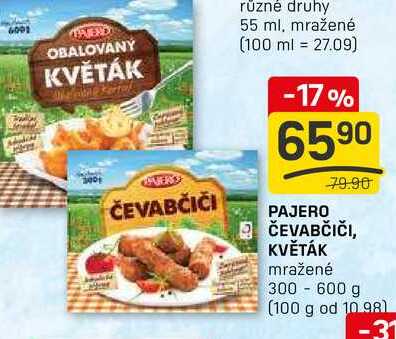 PAJERO ČEVABČIČI, KVĚTÁK mražené 300 - 600 g