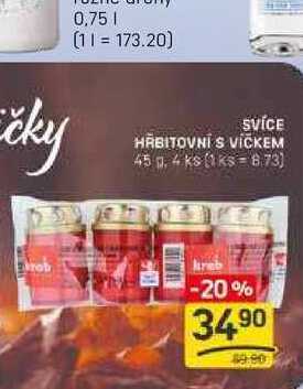 SVÍCE HŘBITOVNÍ S VÍČKEM 45 g, 4 ks 