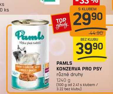 PAMLS KONZERVA PRO PSY různé druhy 1240 g 