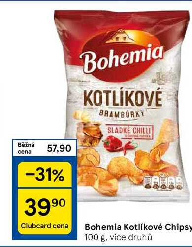 Bohemia Kotlíkové Chipsy, 100 g, více druhů 