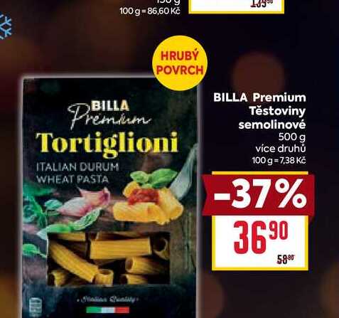 BILLA Premium Těstoviny semolinové 500 g 