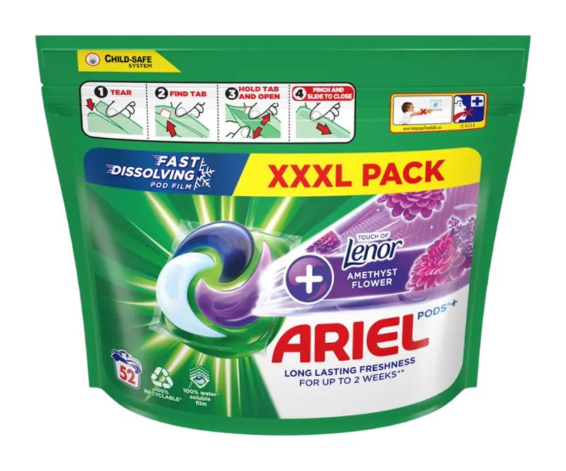 Ariel Prací kapsle All-in-1 + Touch of Lenor Amethyst Flower, 52 pd