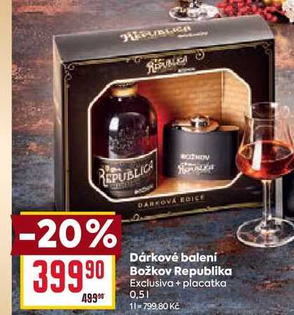 Dárkové balení Božkov Republika Exclusiva + placatka 0,5l