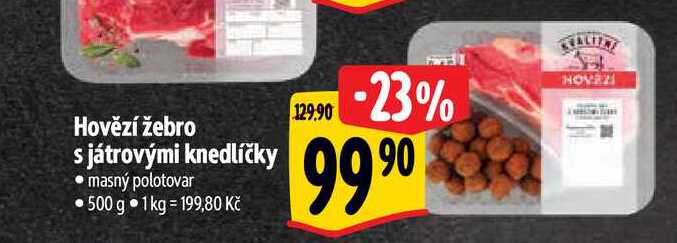 Hovězí žebro s játrovými knedlíčky  500 g