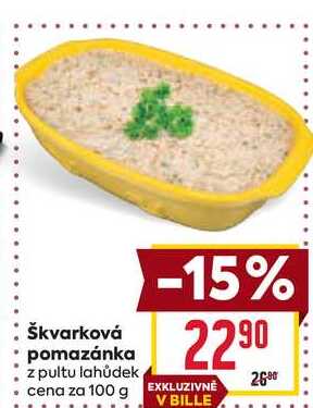 Škvarková pomazánka z pultu lahůdek cena za 100g