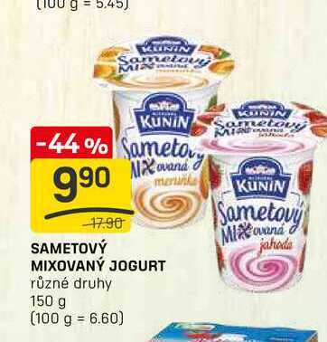 SAMETOVÝ MIXOVANÝ JOGURT různé druhy 150 g