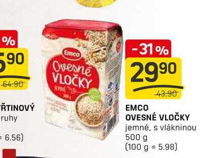 EMCO OVESNÉ VLOČKY jemné, s vlákninou 500 g 