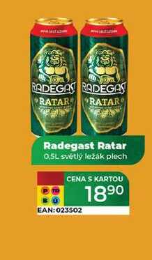 Radegast Ratar 0,5L svetlý ležák plech  