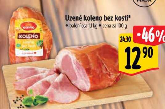 Uzené koleno bez kosti, cena za 100 g 