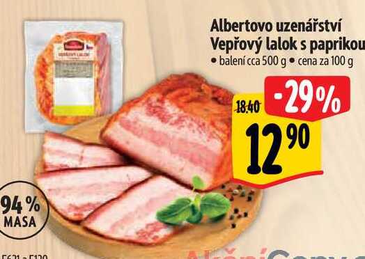 Albertovo uzenářství Vepřový lalok s paprikou, cena za 100 g 