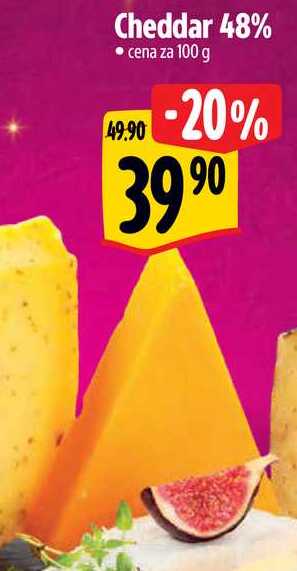 Cheddar 48%, cena za 100 g 