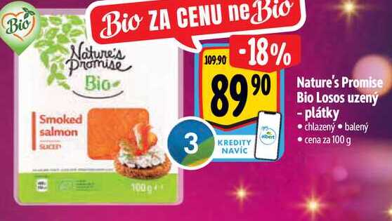 Nature's Promise Bio Losos uzený - plátky, cena za 100 g 