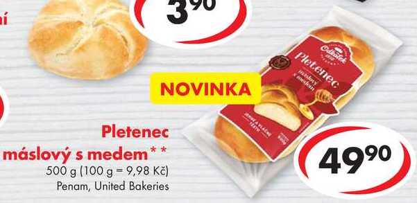 Pletenec máslový s medem, 500 g