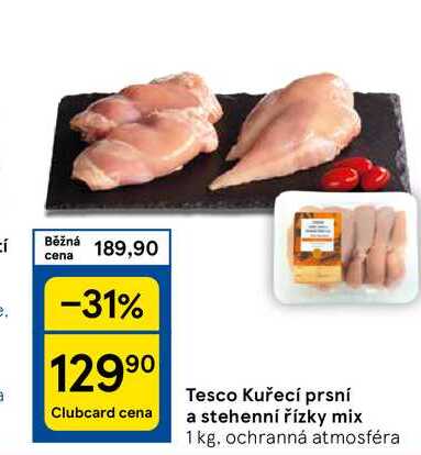 Tesco Kuřecí prsní a stehenní řízky mix, 1 kg