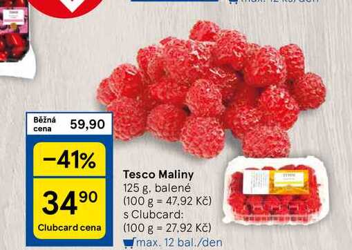 Tesco Maliny, 125 g, balené