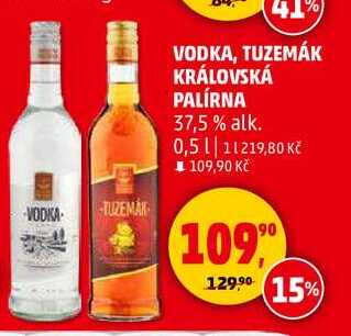 VODKA, TUZEMÁK KRÁLOVSKÁ PALÍRNA 37,5% alk., 0,5 l