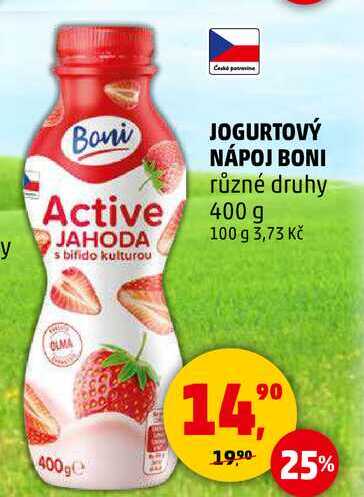 JOGURTOVÝ NÁPOJ BONI různé druhy, 400 g 