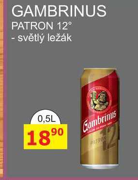 GAMBRINUS PATRON 12° - světlý ležák 0,5L 