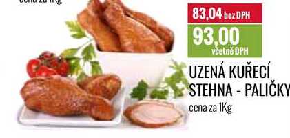 UZENÁ KUŘECÍ STEHNA - PALIČKY cena za 1Kg 