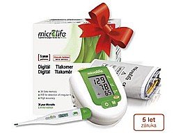 Microlife BP 3AG1 digitální automatický tlakoměr + Microlife MT 3001 digitální teploměr + adaptér 1 ks