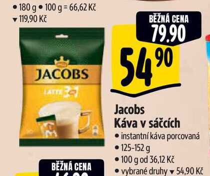   Jacobs Káva v sáčcích, instantní káva porcovaná • 125-152 g 