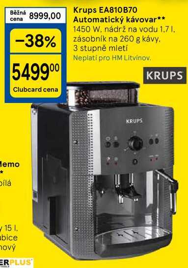 Krups EA810B70 Automatický kávovar, 1450 W, nádrž na vodu 1,7 l