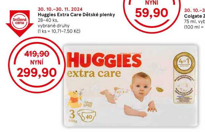 Huggies Extra Care Dětské plenky, 28-40 ks