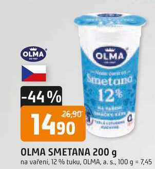 OLMA SMETANA 200 g na vařeni, 12% tuku