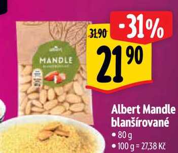 Albert Mandle blanšírované, 80 g 