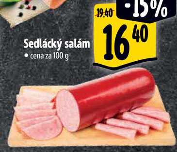 Sedlácký salám, cena za 100 g