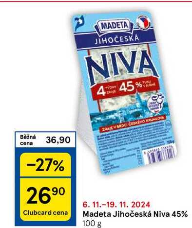 Madeta Jihočeská Niva 45%, 100g 