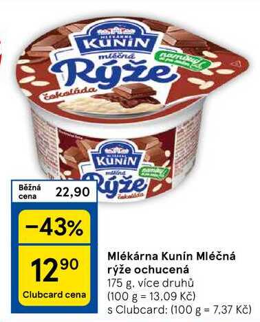 Mlékárna Kunín Mléčná rýže ochucená, 175 g