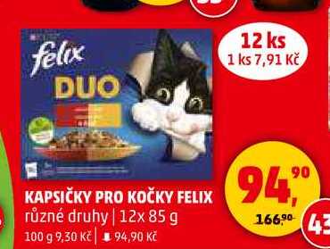 KAPSIČKY PRO KOČKY FELIX různé druhy, 12x 85 g 