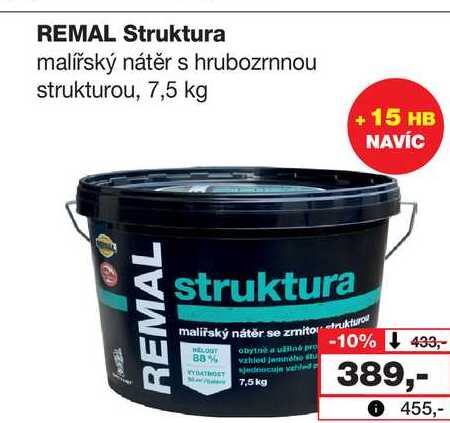 REMAL Struktura malířský nátěr s hrubozrnnou strukturou, 7,5 kg 