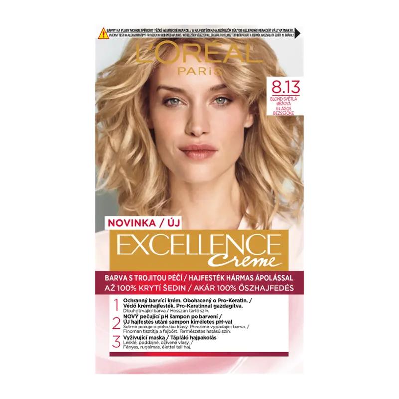 L'Oréal Barva na vlasy Excellence Creme 8.13 blond světlá béžová, 1 ks