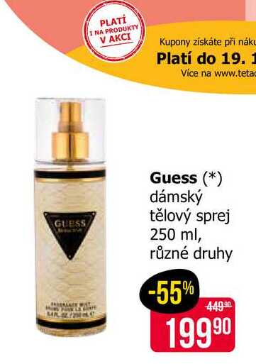 Guess dámský tělový sprej 250 ml, různé druhy 