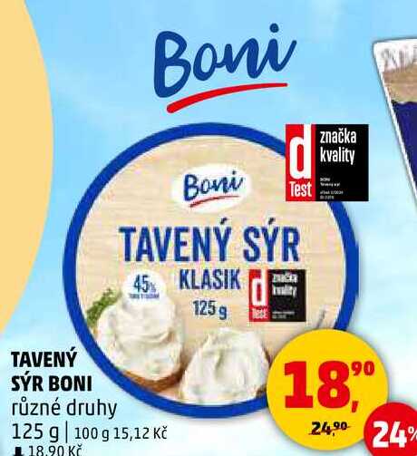 TAVENÝ SÝR BONI různé druhy, 125 g 