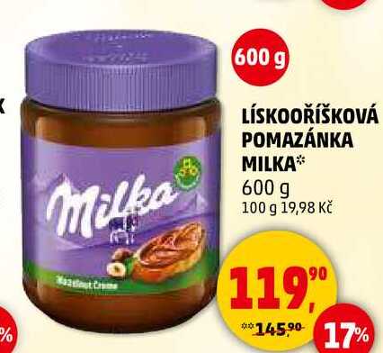 LÍSKOOŘÍŠKOVÁ POMAZÁNKA MILKA, 600 g 