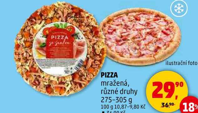 PIZZA mražená, různé druhy, 275-305 g