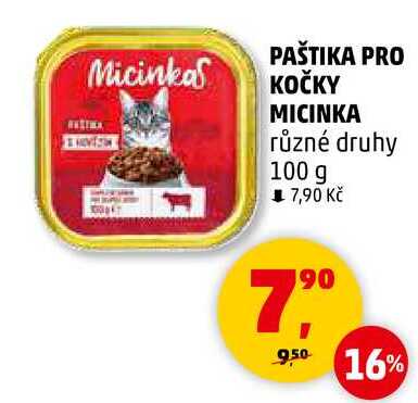 PAŠTIKA PRO KOČKY MICINKA různé druhy, 100 g 