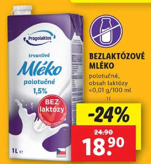 BEZLAKTÓZOVÉ MLÉKO, 1 l