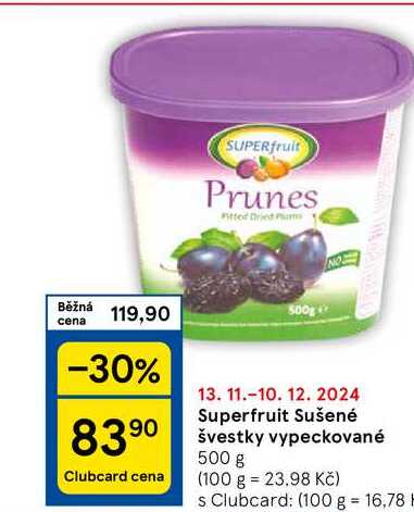 Superfruit Sušené švestky vypeckované, 500 g 