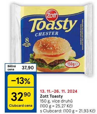 Zott Toasty, 150 g, více druhů