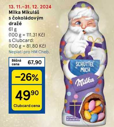 Milka Mikuláš s čokoládovým dražé, 61 g 